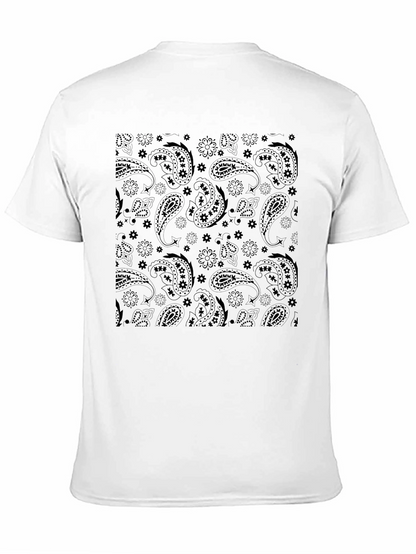 Paisley Print Black Crew Neck T-Shirt