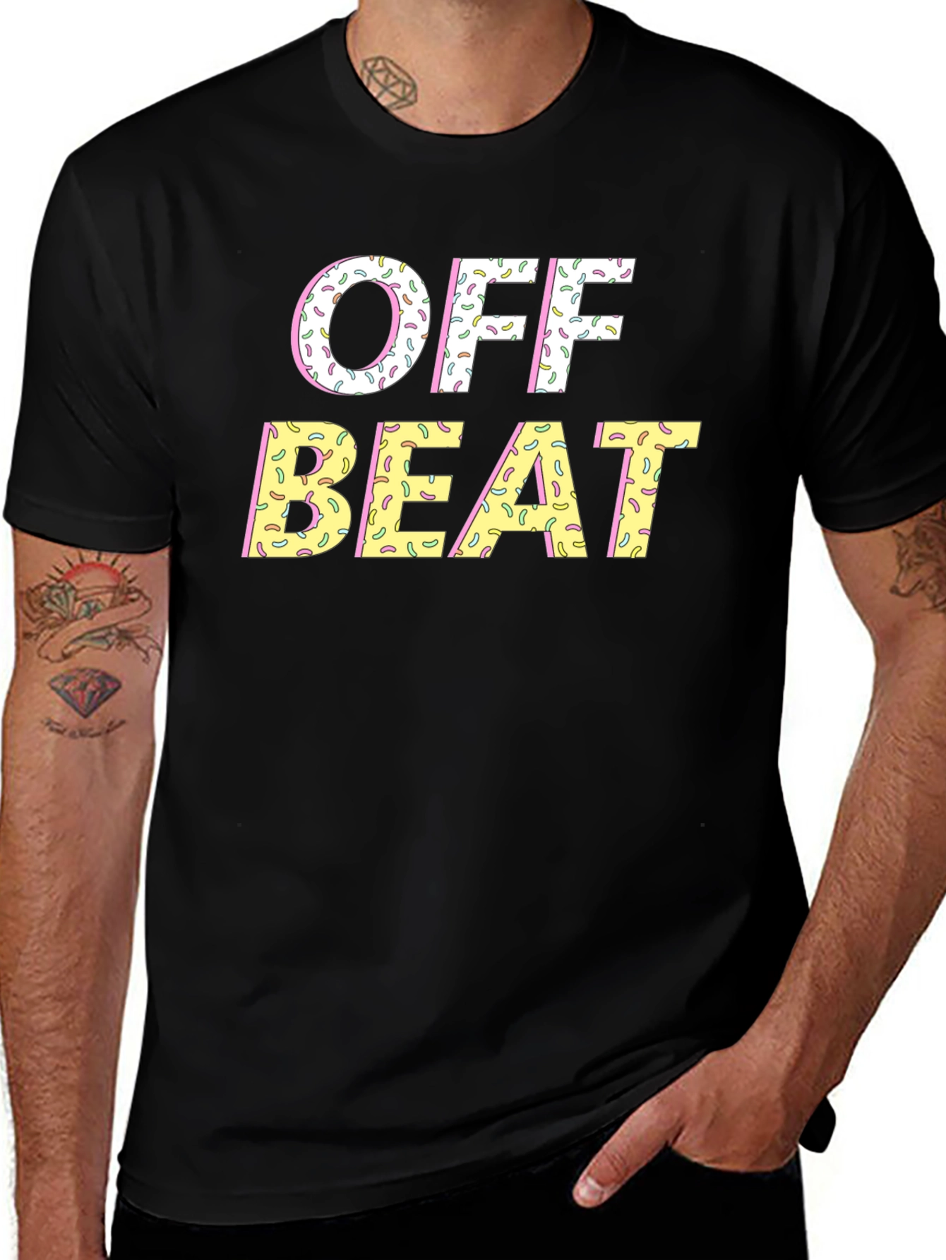 Off Beat Sprinkled T-Shirt - Novelty Graphic Tee