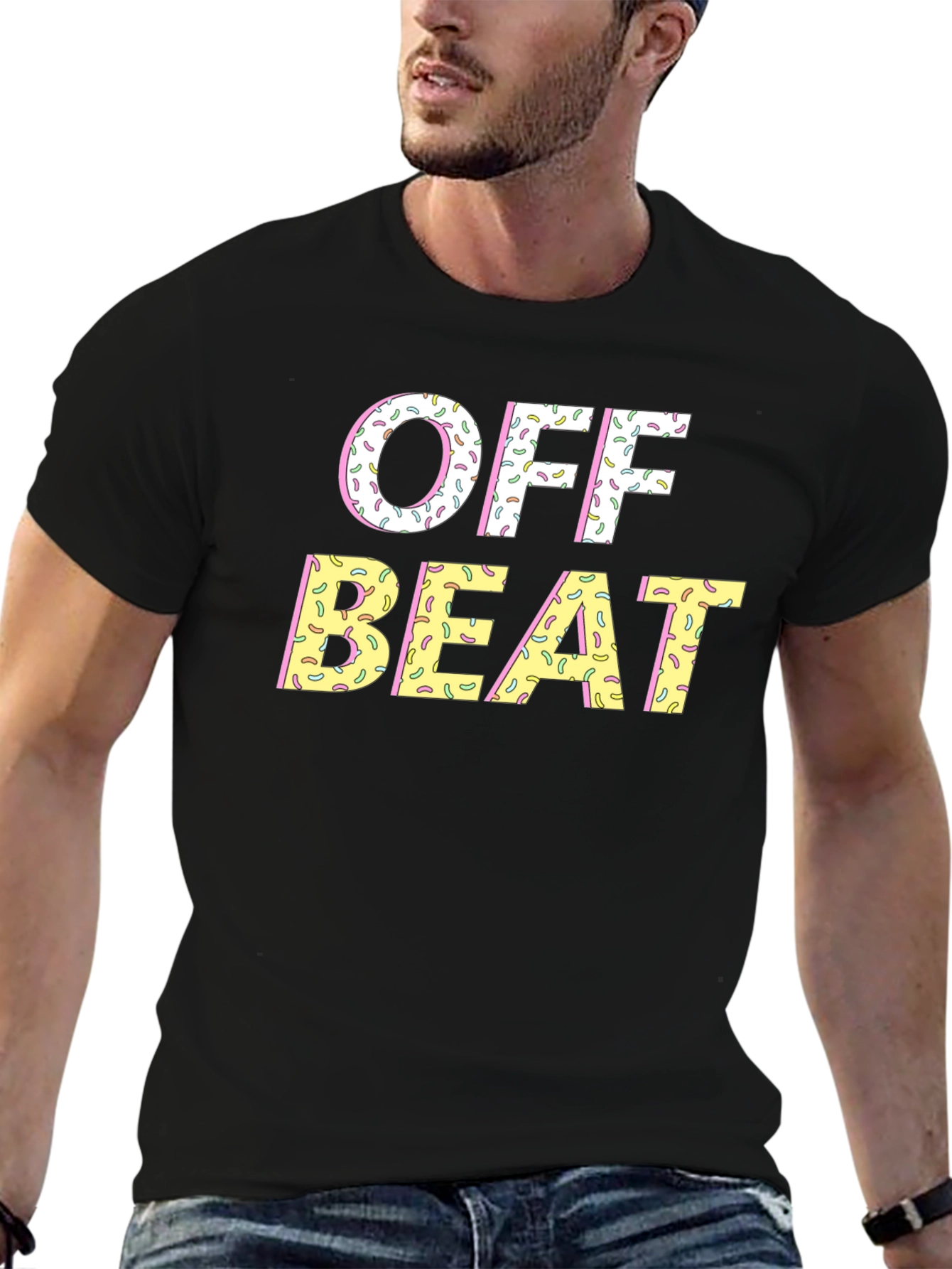 Off Beat Sprinkled T-Shirt - Novelty Graphic Tee