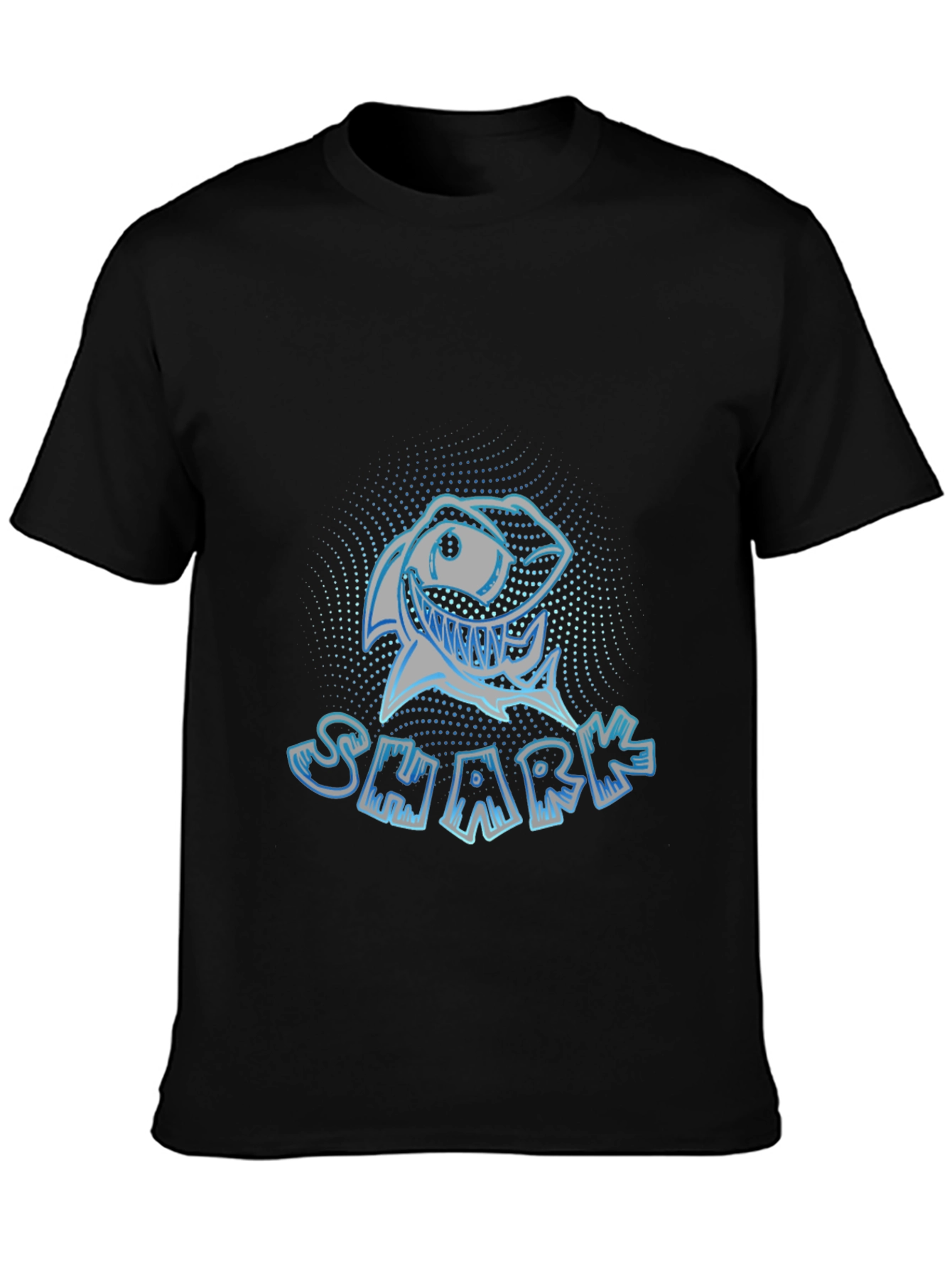 Mens Black Graphic T-Shirt - Shark Design