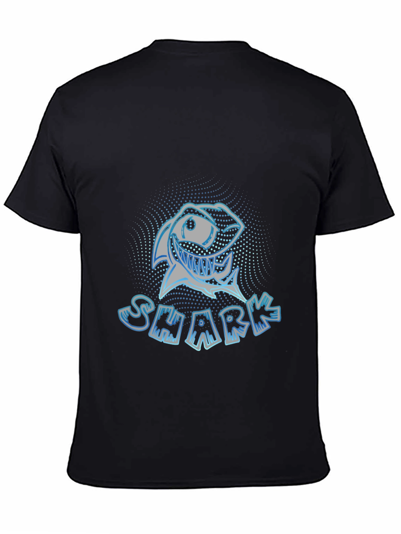 Mens Black Graphic T-Shirt - Shark Design