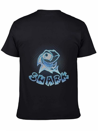 Mens Black Graphic T-Shirt - Shark Design