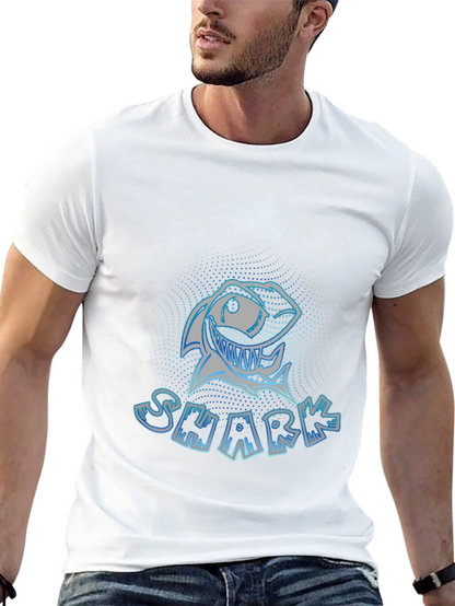 Mens Black Graphic T-Shirt - Shark Design