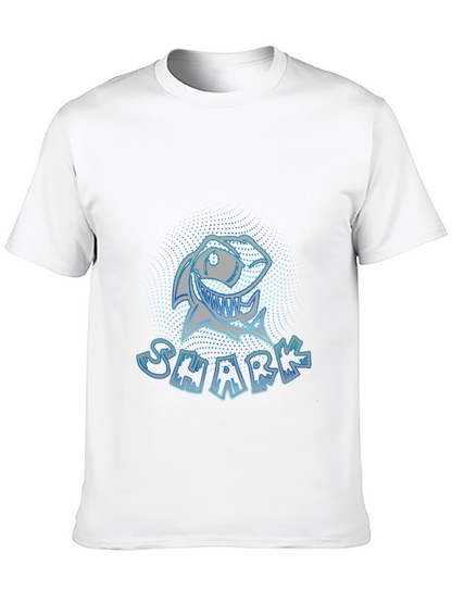 Mens Black Graphic T-Shirt - Shark Design