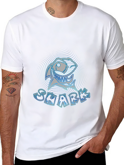 Mens Black Graphic T-Shirt - Shark Design