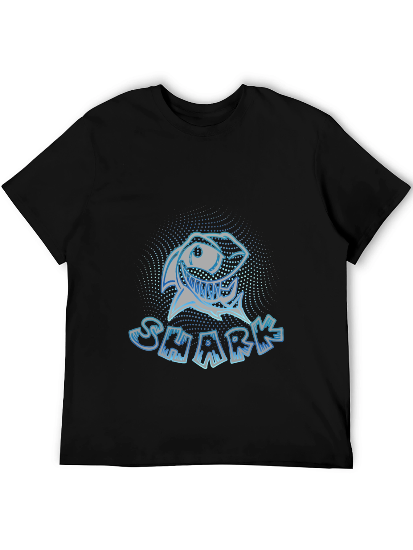 Mens Black Graphic T-Shirt - Shark Design