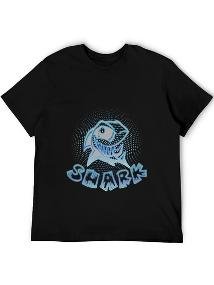 Mens Black Graphic T-Shirt - Shark Design