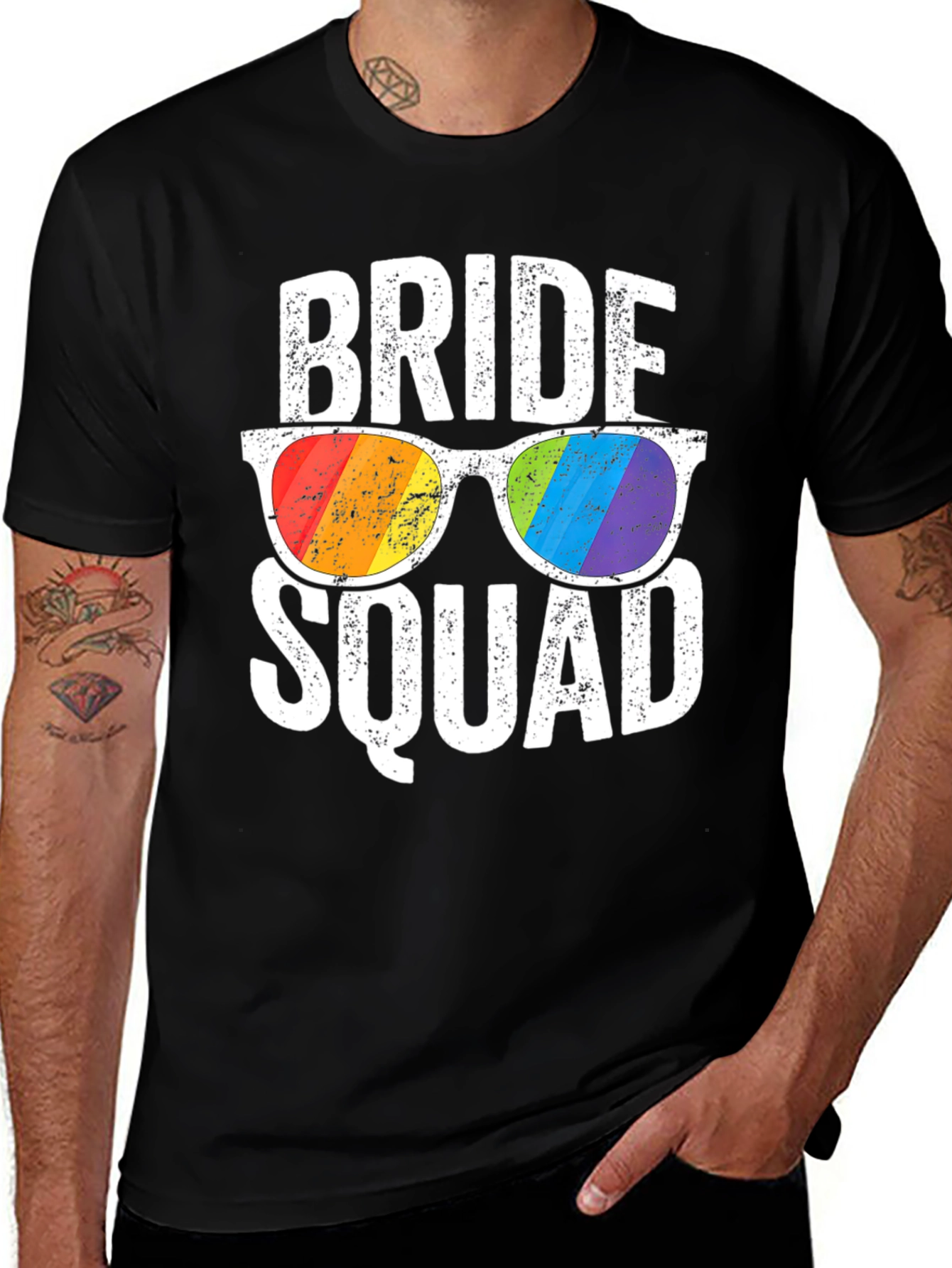 Bride Squad Rainbow Sunglasses T-Shirt