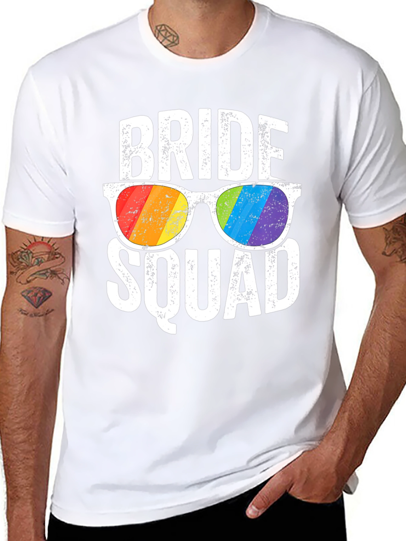 Bride Squad Rainbow Sunglasses T-Shirt