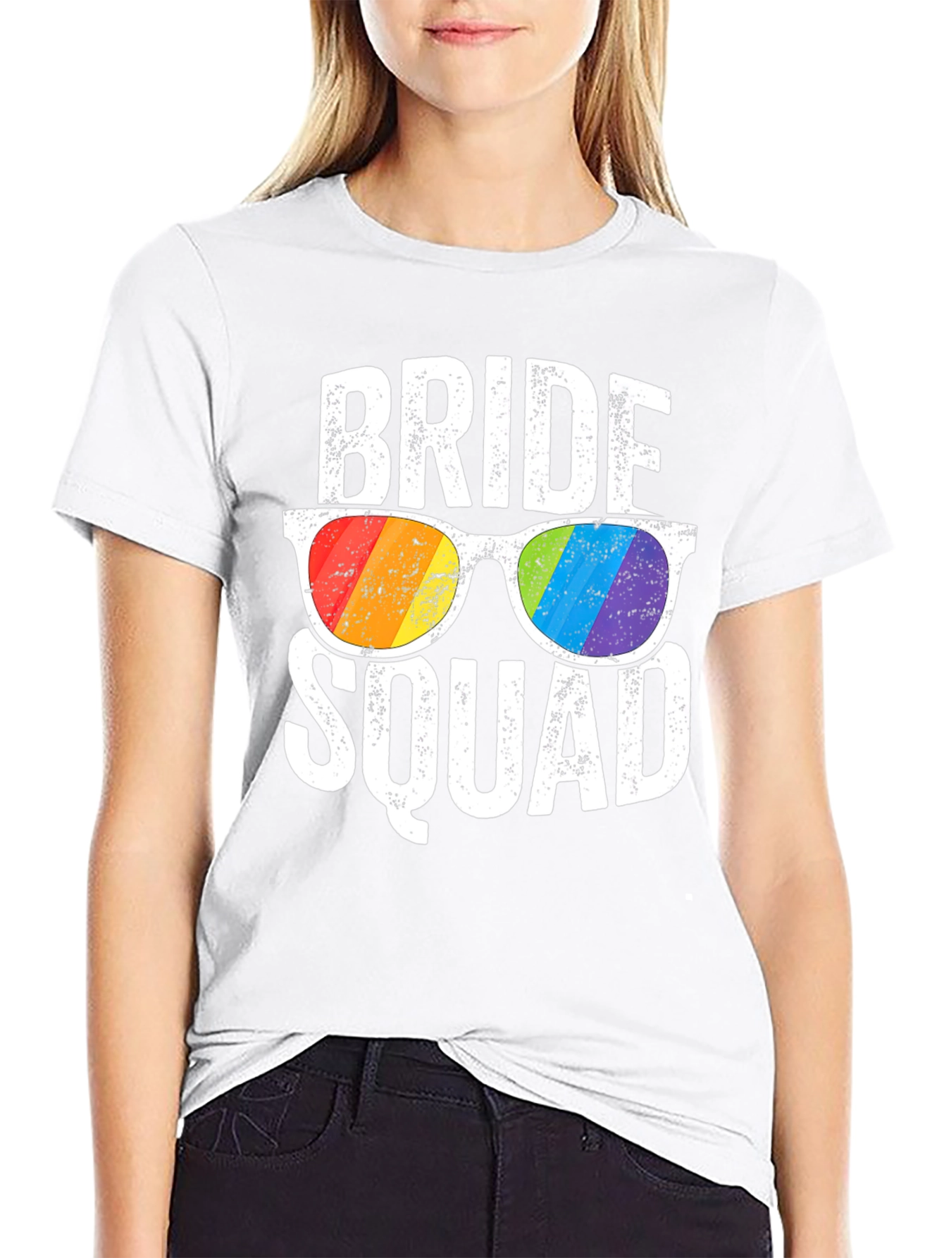 Bride Squad Rainbow Sunglasses T-Shirt
