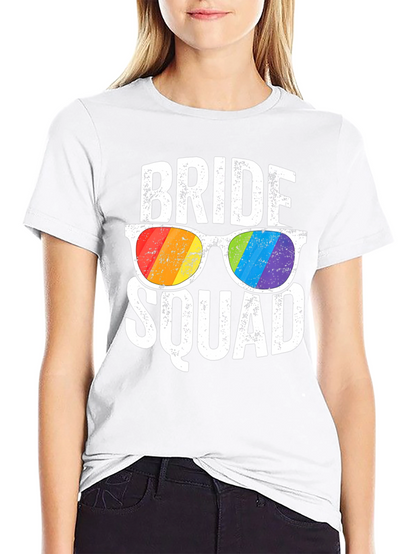 Bride Squad Rainbow Sunglasses T-Shirt