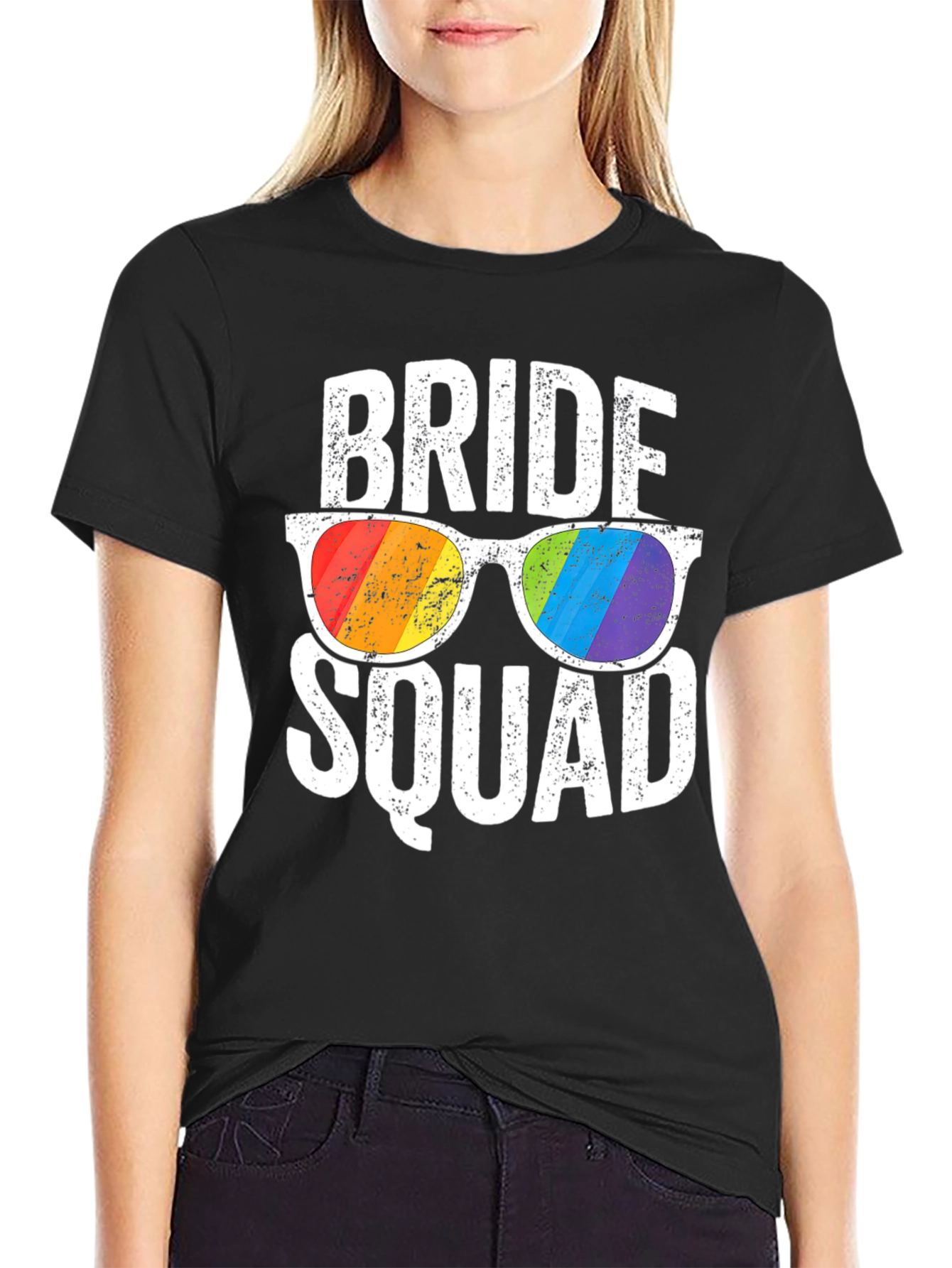 Bride Squad Rainbow Sunglasses T-Shirt