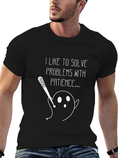 Humorous Patience Graphic Tee - Mens Black T-Shirt