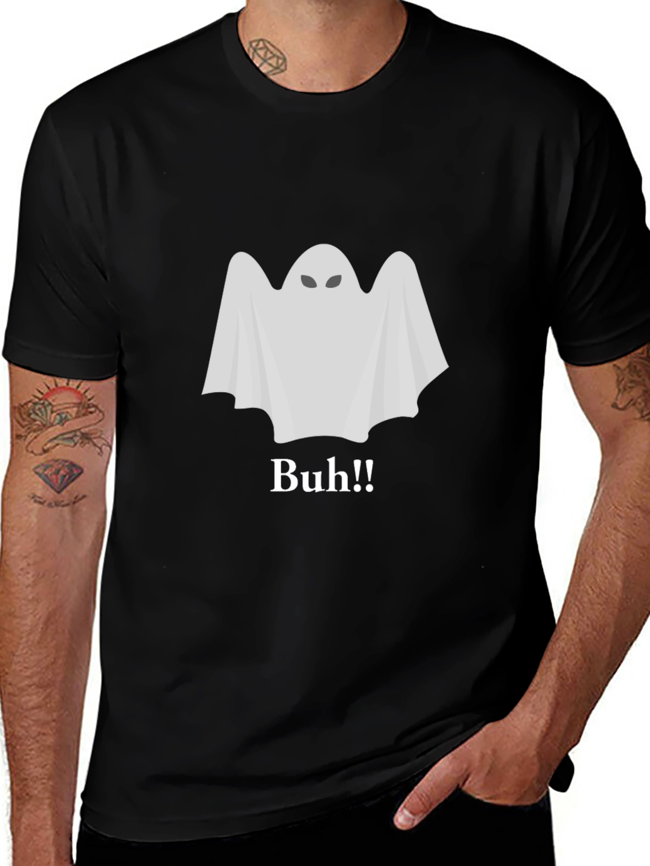 Ghost Buh!! Black T-Shirt - Halloween Spooky Season
