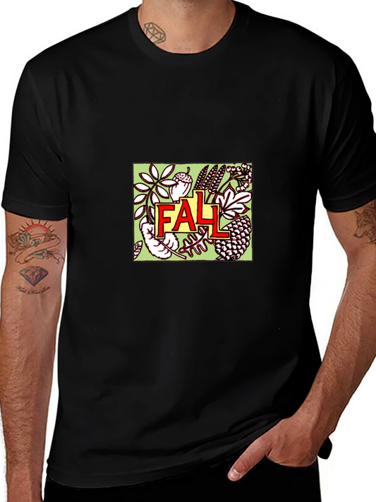Fall Graphic Tee - Black Short Sleeve Crew Neck