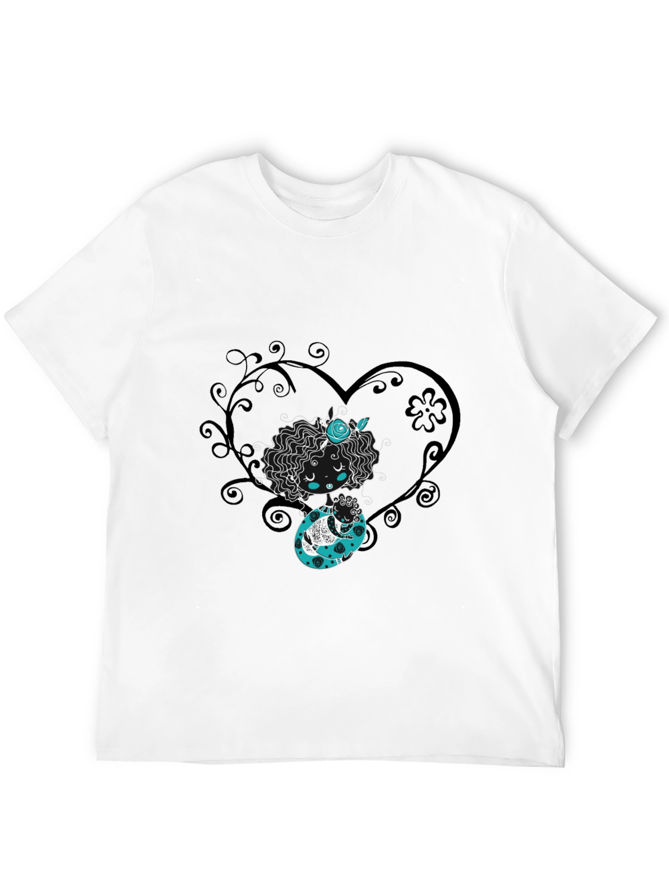 Whimsical Heart Tee - Black Graphic Print Shirt