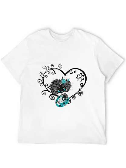 Whimsical Heart Tee - Black Graphic Print Shirt