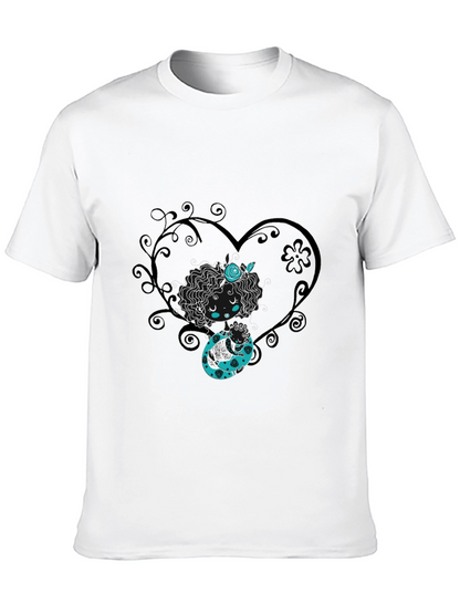 Whimsical Heart Tee - Black Graphic Print Shirt