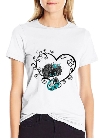 Whimsical Heart Tee - Black Graphic Print Shirt