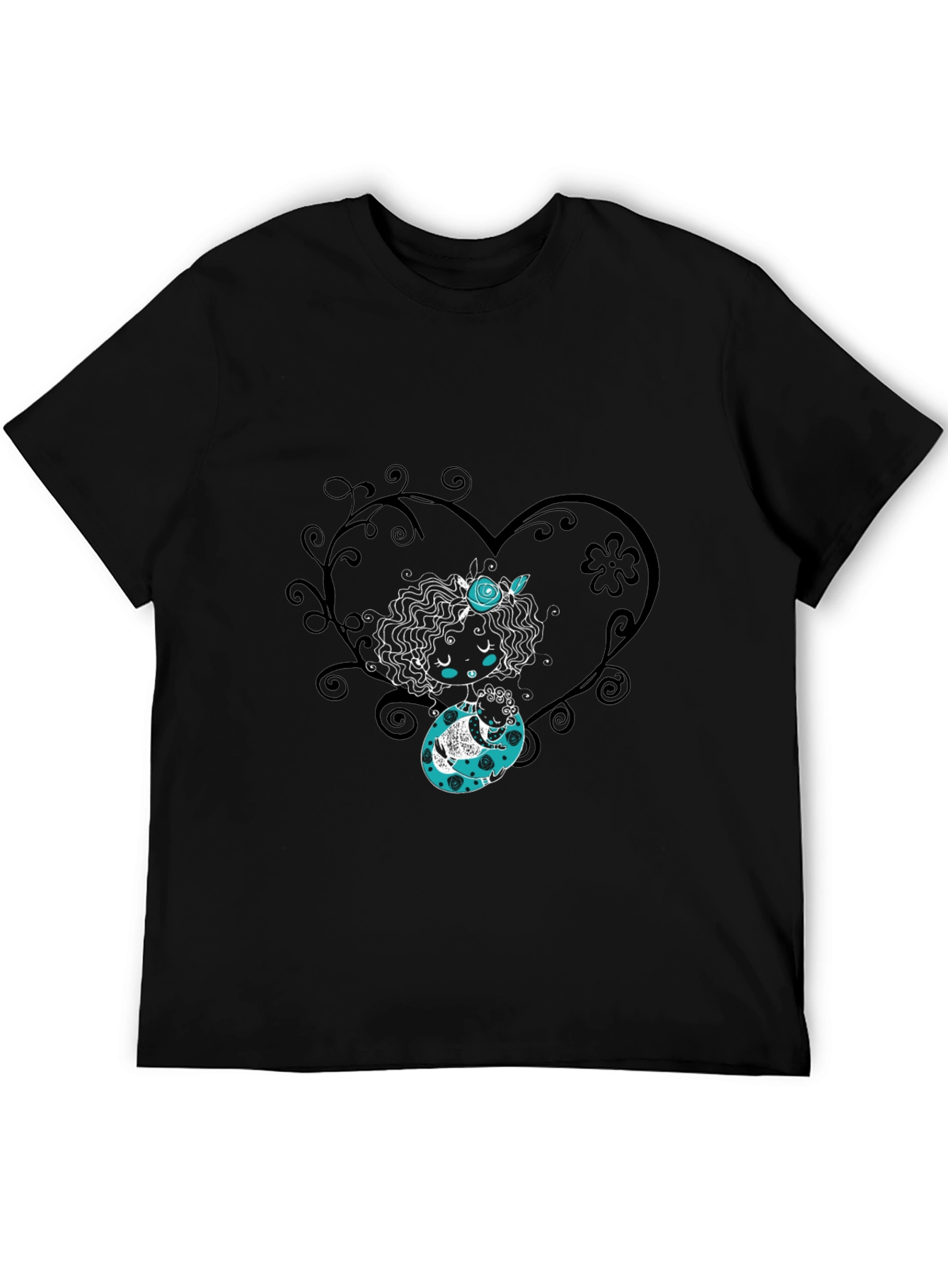Whimsical Heart Tee - Black Graphic Print Shirt