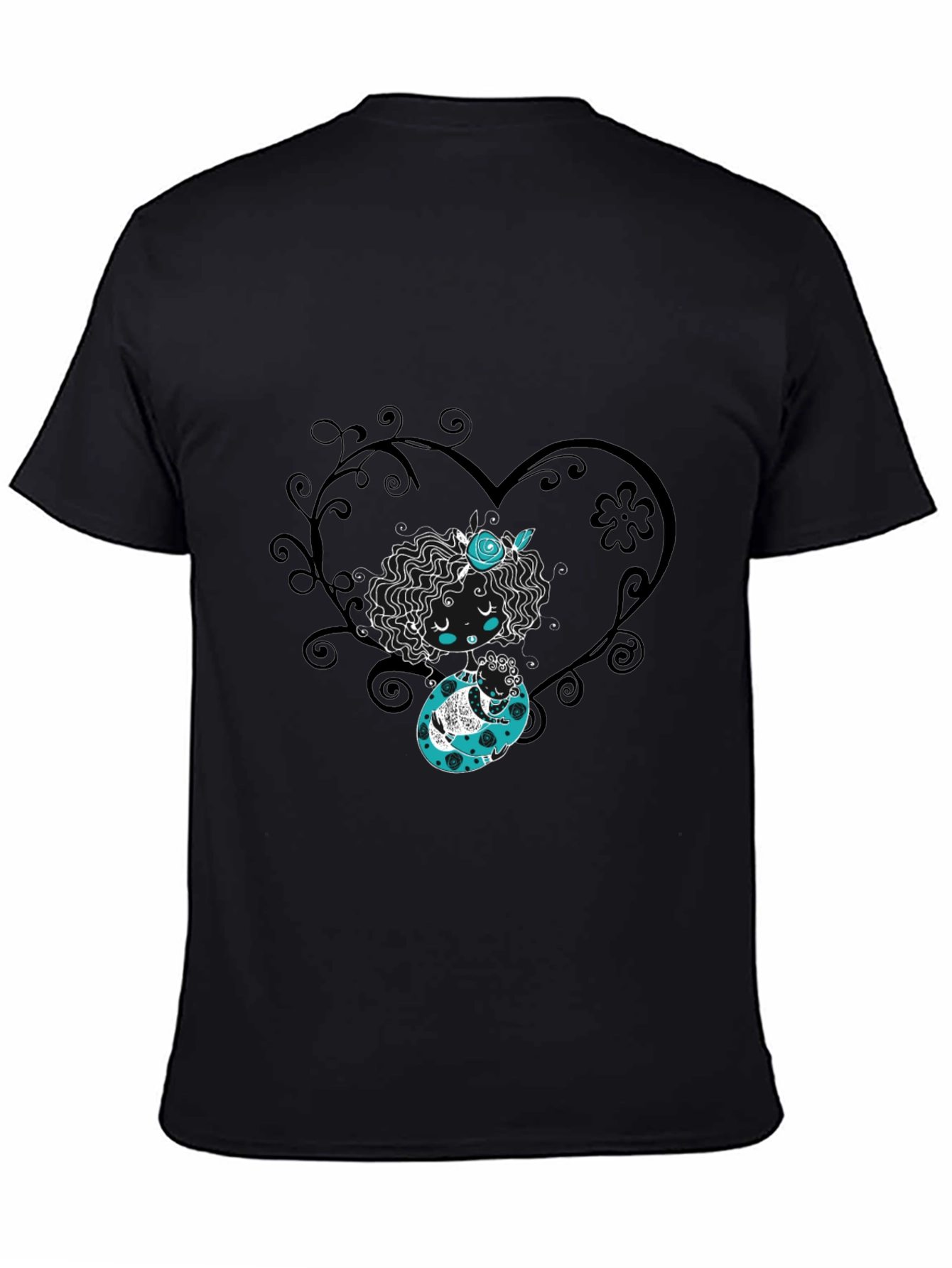 Whimsical Heart Tee - Black Graphic Print Shirt