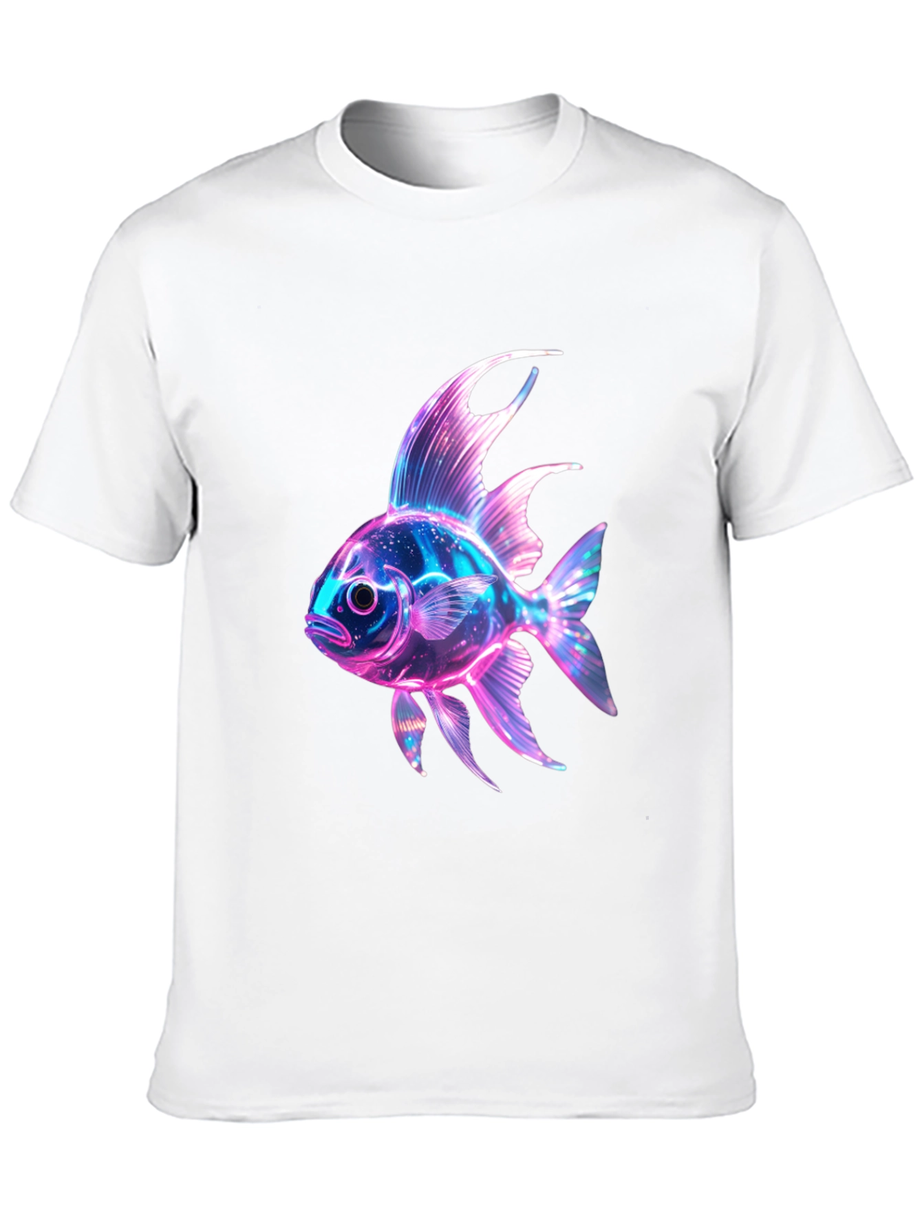 Neon Fish Graphic Print Black T-Shirt