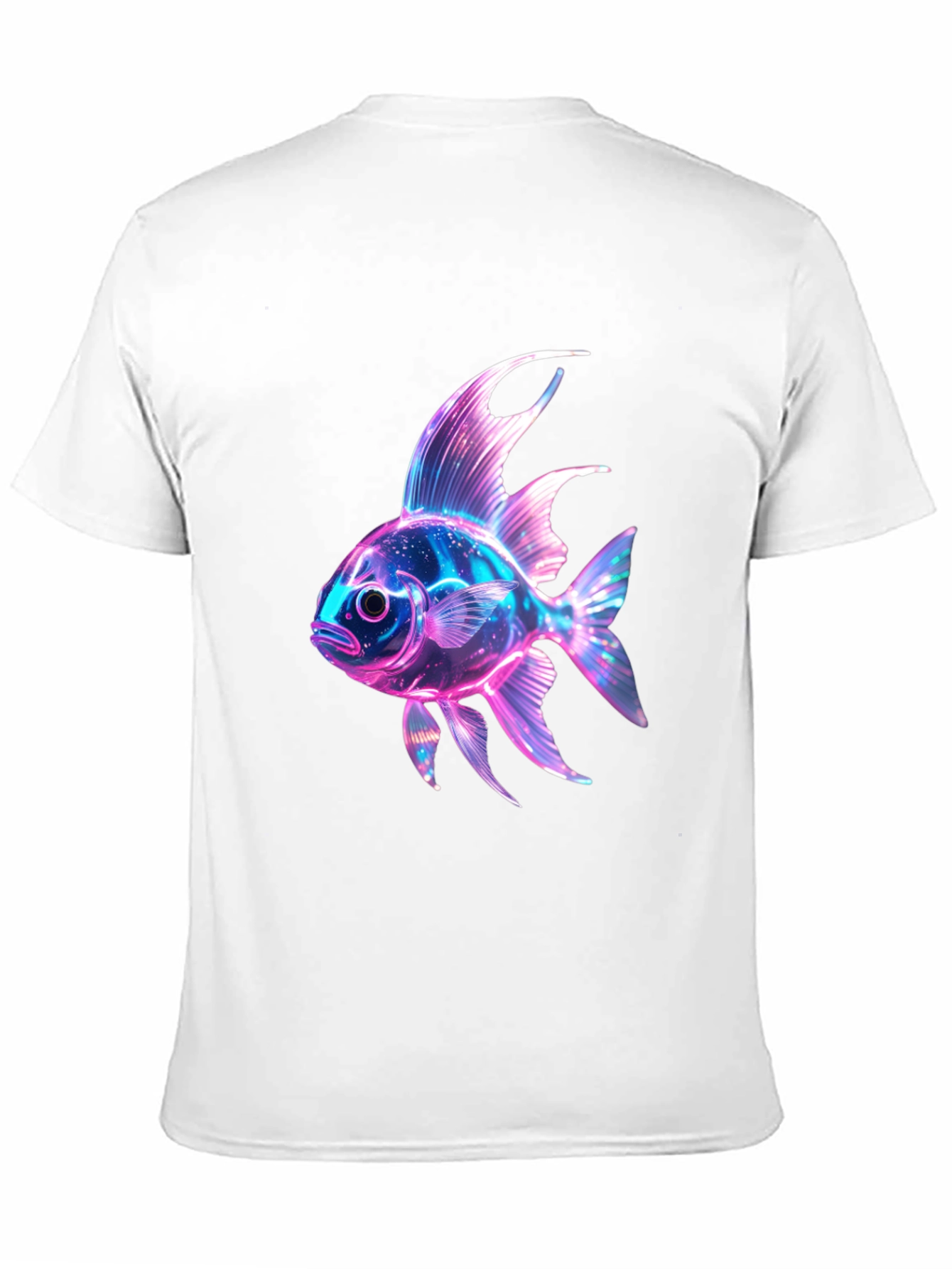 Neon Fish Graphic Print Black T-Shirt