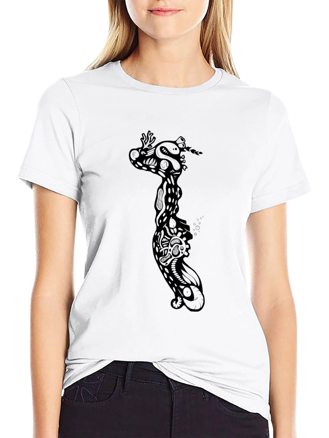 Black Graphic Print Crew Neck T-Shirt