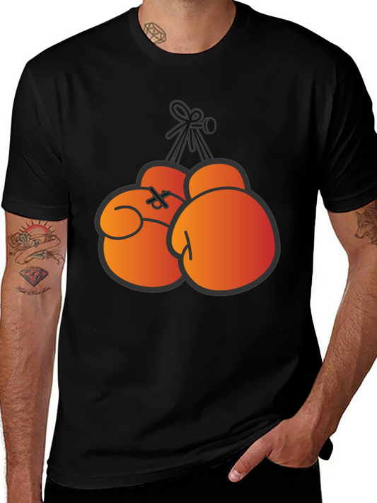 Boxing Gloves Graphic Print T-Shirt - Black