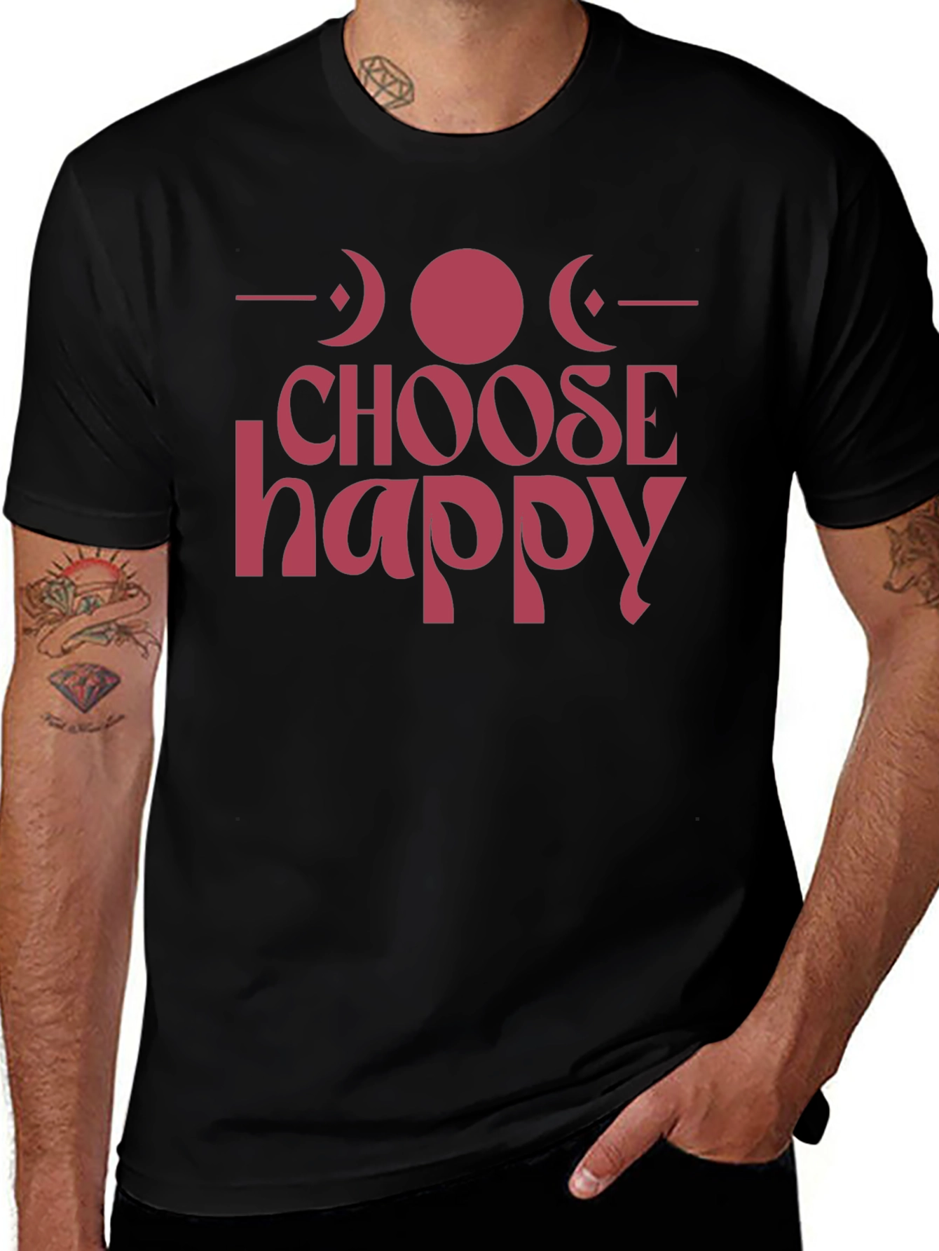 Choose Happy Graphic Tee - Positive Vibes Black T-Shirt