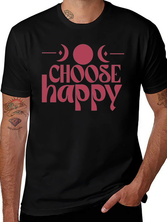 Choose Happy Graphic Tee - Positive Vibes Black T-Shirt