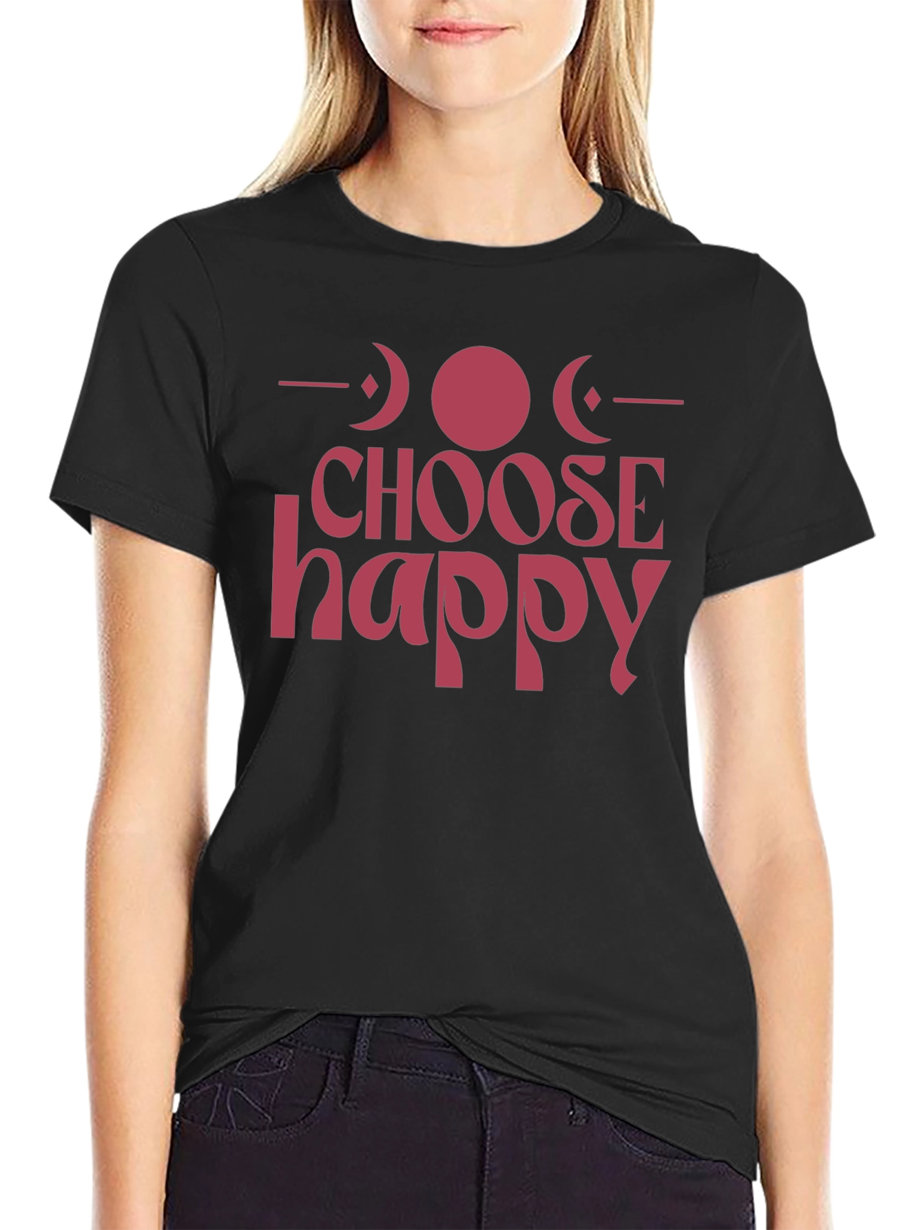 Choose Happy Graphic Tee - Positive Vibes Black T-Shirt