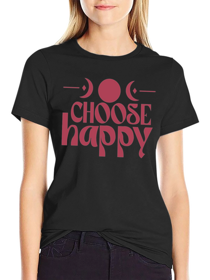 Choose Happy Graphic Tee - Positive Vibes Black T-Shirt