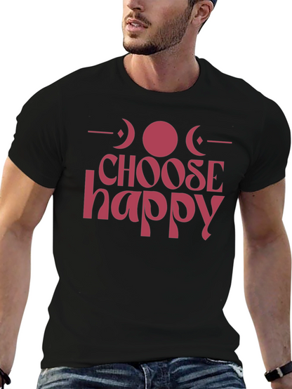 Choose Happy Graphic Tee - Positive Vibes Black T-Shirt