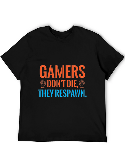 Gamers Respawn Black T-Shirt - Funny Gaming Tee