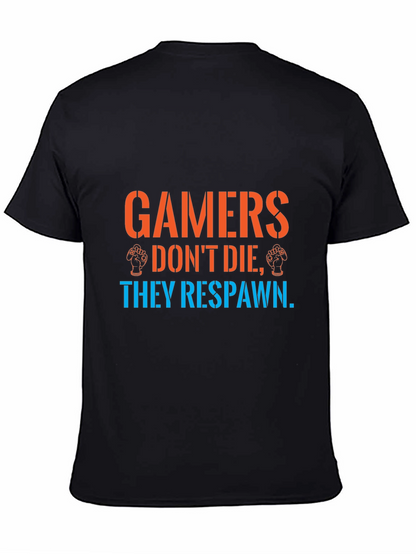 Gamers Respawn Black T-Shirt - Funny Gaming Tee