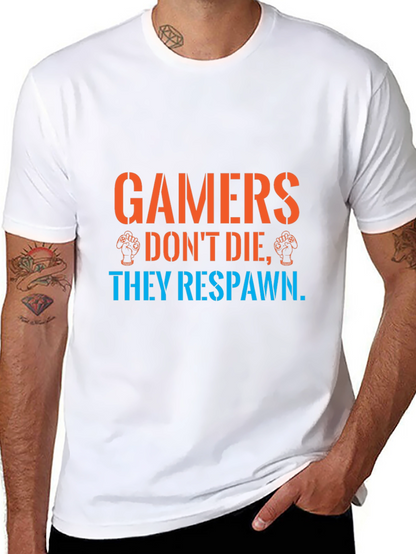 Gamers Respawn Black T-Shirt - Funny Gaming Tee