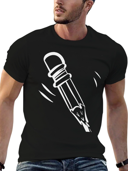 Quirky Broken Pencil Graphic Tee - Casual Black T-Shirt