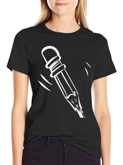 Quirky Broken Pencil Graphic Tee - Casual Black T-Shirt