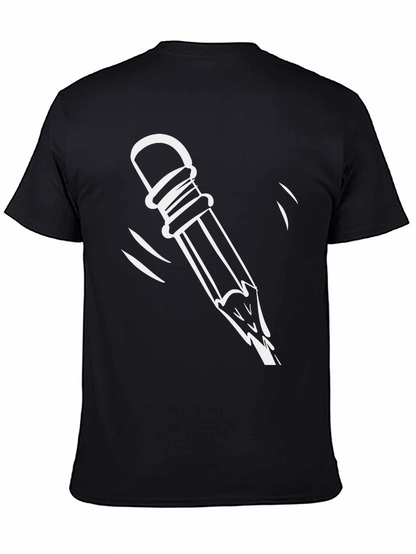 Quirky Broken Pencil Graphic Tee - Casual Black T-Shirt