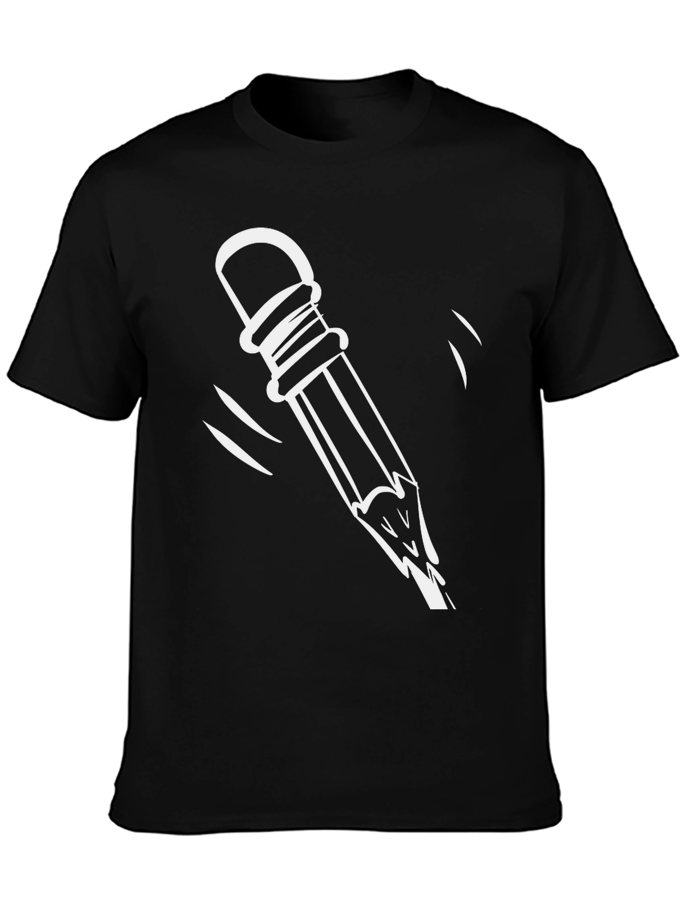 Quirky Broken Pencil Graphic Tee - Casual Black T-Shirt