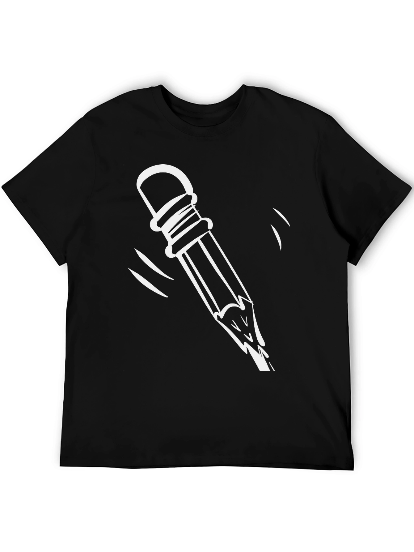 Quirky Broken Pencil Graphic Tee - Casual Black T-Shirt