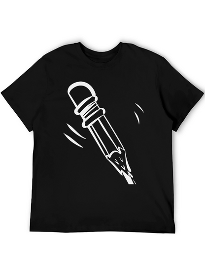 Quirky Broken Pencil Graphic Tee - Casual Black T-Shirt