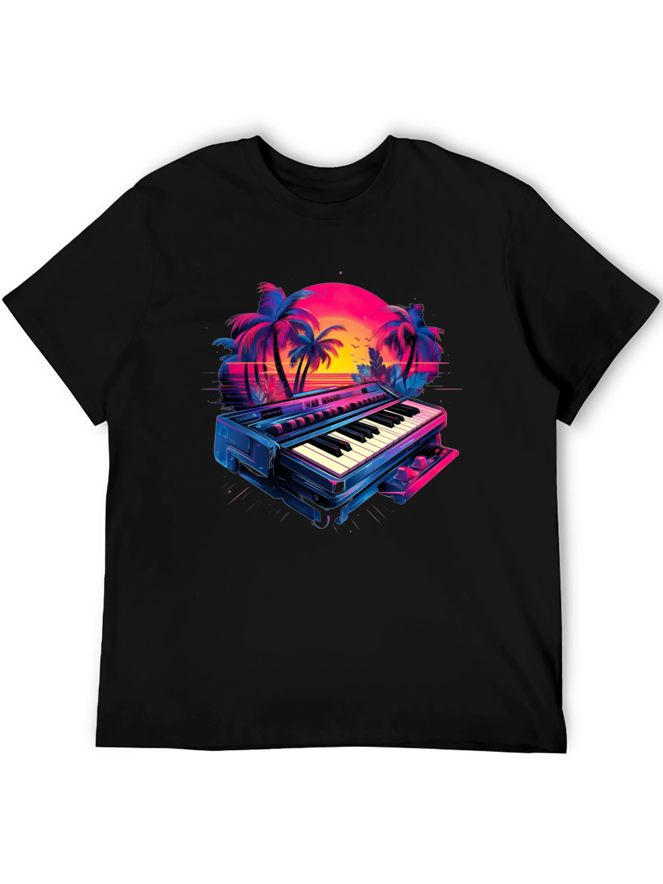 Retro Synthwave Piano T-Shirt - 80s Music Vibes