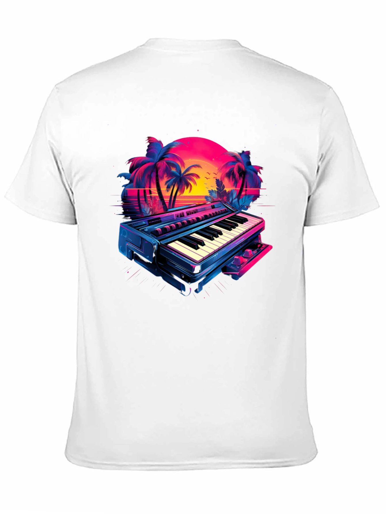 Retro Synthwave Piano T-Shirt - 80s Music Vibes