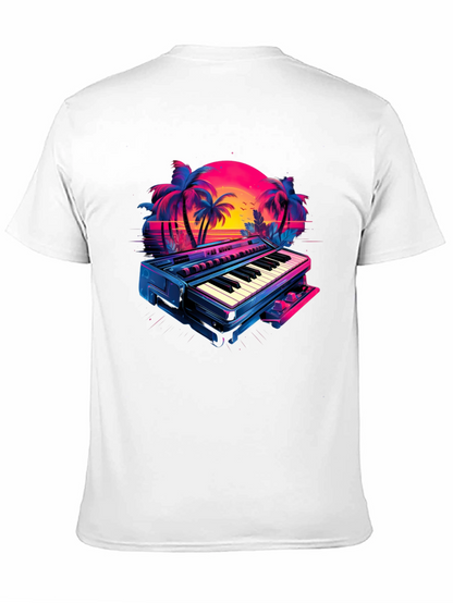Retro Synthwave Piano T-Shirt - 80s Music Vibes