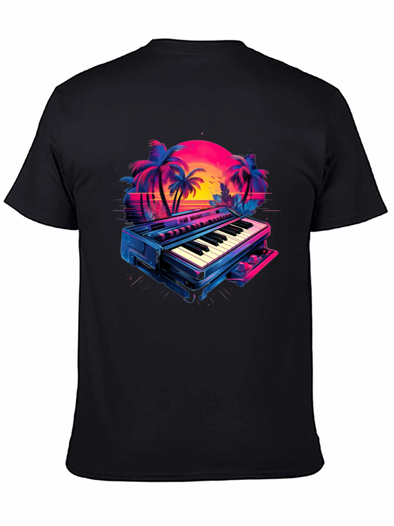 Retro Synthwave Piano T-Shirt - 80s Music Vibes