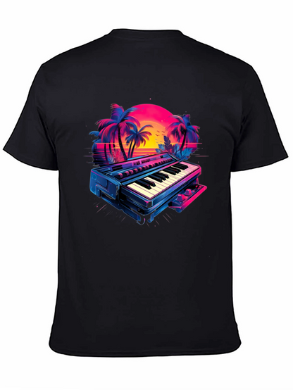 Retro Synthwave Piano T-Shirt - 80s Music Vibes