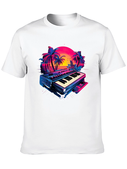 Retro Synthwave Piano T-Shirt - 80s Music Vibes