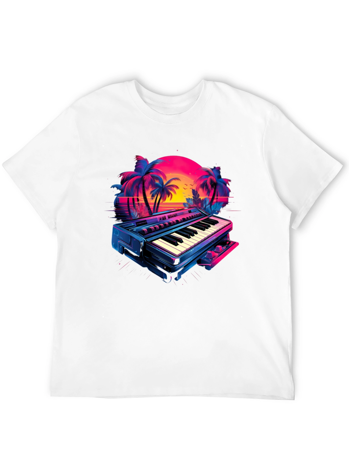 Retro Synthwave Piano T-Shirt - 80s Music Vibes